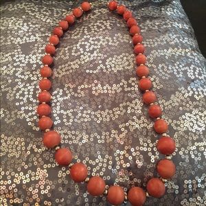 Orange wooden bead necklace
